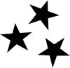 Drei schwarze Stern-Symbole aus dem Logo von Singin‘ IDA! – der Kinderchor in Hamburg
