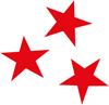 Drei rote Stern-Symbole aus dem Logo von Singin‘ IDA! – der Kinderchor in Hamburg